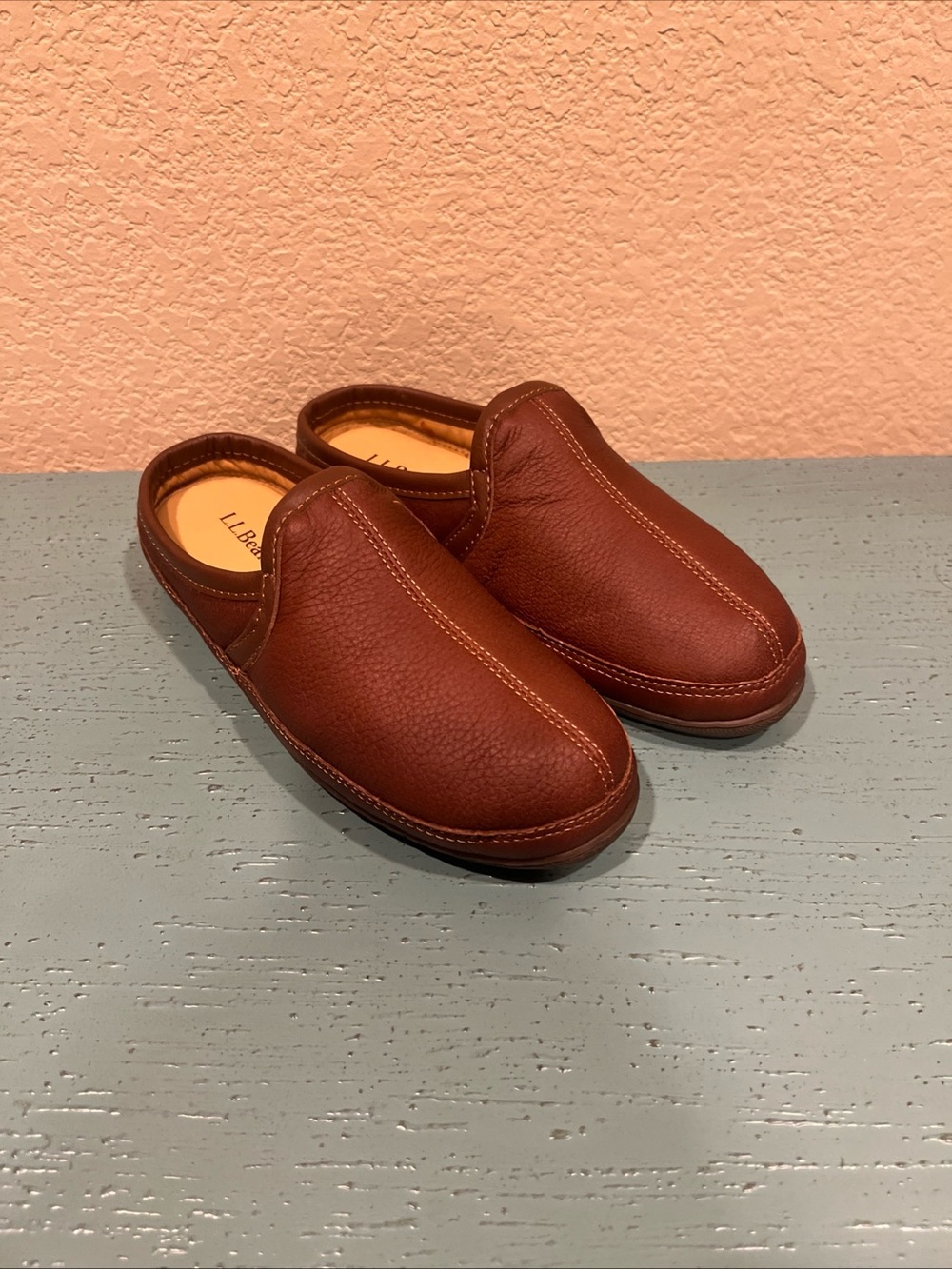 L.L. Bean Brown Leather Slip-On Slippers